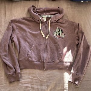 PINK Cactus Sequin Cropped Hoodie